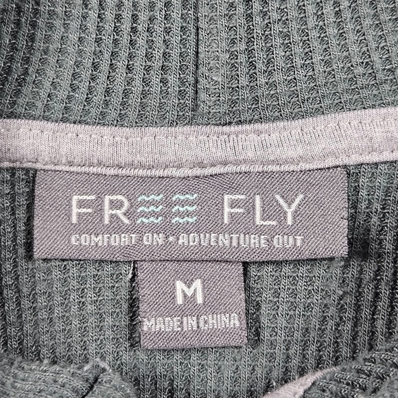 Free Fly Bamboo Lightweight Hoodie Mens Medium Green Waffle Kit Henley Fishing - Picture 3 of 9